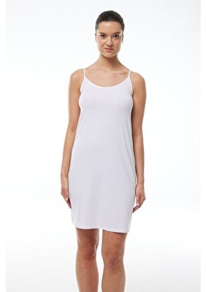 Kadın Beyaz Ayarlanabilir Ip Askılı Geniş Elbise Astarı Modal Kombinezon 1060 fiyatları