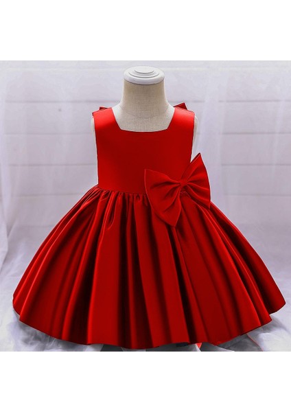 Kız Bebek Kare Yaka Elbise Doğum Günü Elbise Kız Çocuk Abiye Zarif Prenses Elbise