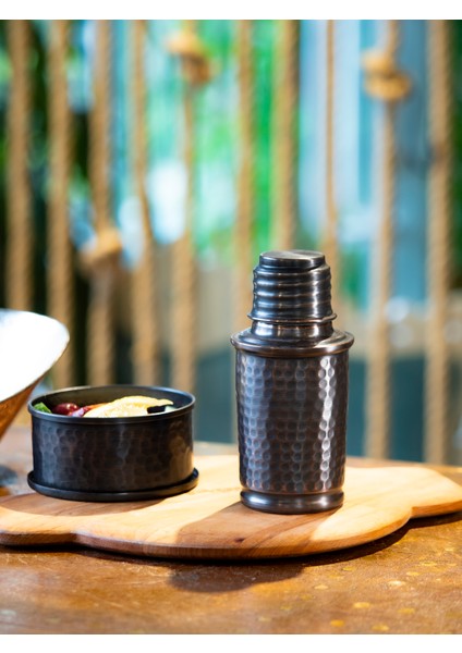 Bakır Matara Çekiç Dövme Küçük Boy Oksitli Bakır Renk