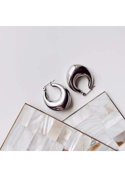 V Bombe Gri Çelik Küpe