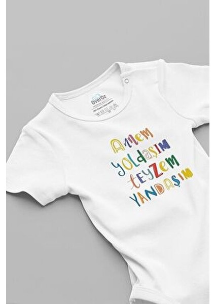 Organik %100 Pamuk Annem Yoldaşım Teyzem Yandaşım Kısa Kollu Çıtçıtlı Bebek Body Badi Zıbın 5594