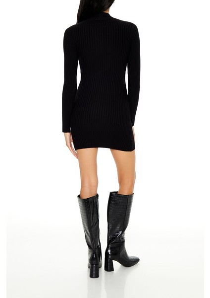 Yarım Yaka Triko Mini Elbise