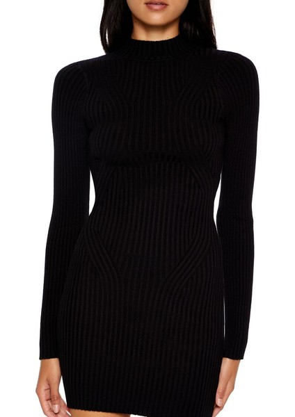 Yarım Yaka Triko Mini Elbise modelleri