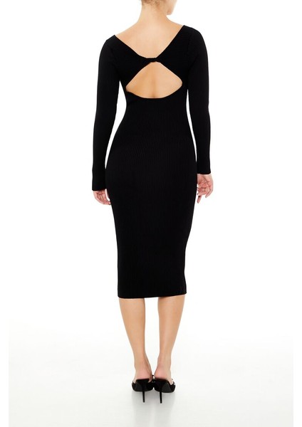 Sırt Detaylı Midi Kazak Elbise