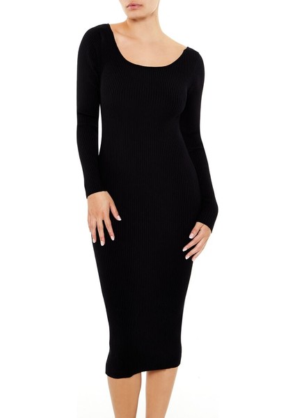 Sırt Detaylı Midi Kazak Elbise fırsatları