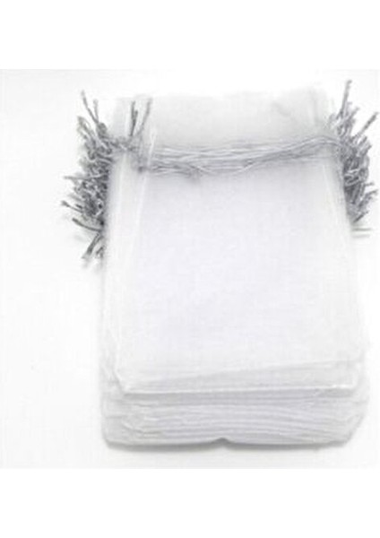 Kına ve Çerez Kesesi,tesbih Kesesi, 50 Adet Beyaz Düz 12X14 cm ,desenli Tül Kese