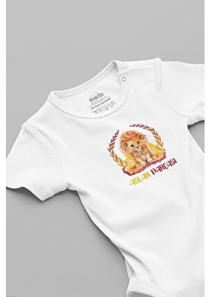 Organik %100 Pamuk Aslan Parçası Yazılı Taraftar Bebek Body Çıtçıtlı Badi Zıbın Tulum 5626