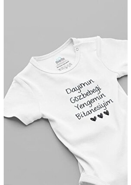 Organik %100 Pamuk Dayımın Gözbebeği Yengemin Bitanesiyim Çıtçıtlı Bebek Body Badi Zıbın 5573