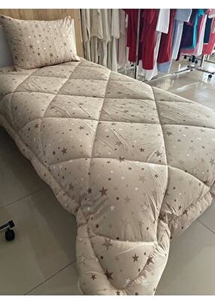 Çift Taraflı Welsoft Yorgan Tek Kişilik Bej Büyük Yıldız fiyatları