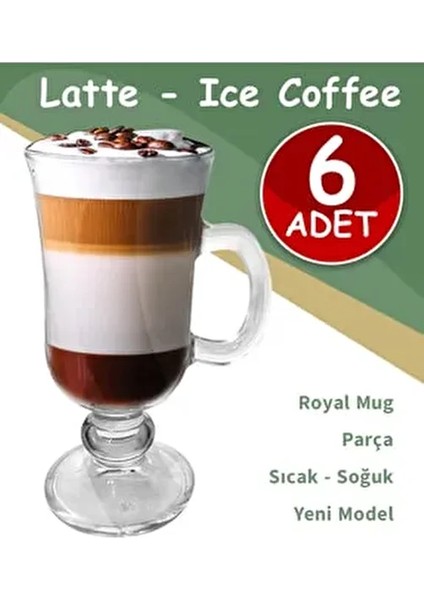 6lı Latte Bardağı, Soğuk Kahve Kupa, Kulplu Milkshake Bardağı, Kokteyl Kupa