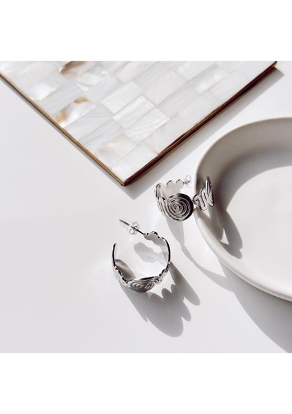 Dönence Gri Çelik Küpe