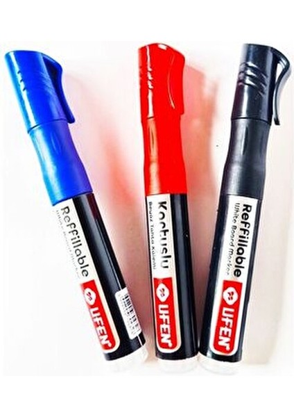 Her Marka Kartuşla Uyumlu 3'lü Kartuşlu Beyaz Tahta Kalemi Ufen - Mavi-Siyah-Kırmızı fiyatları