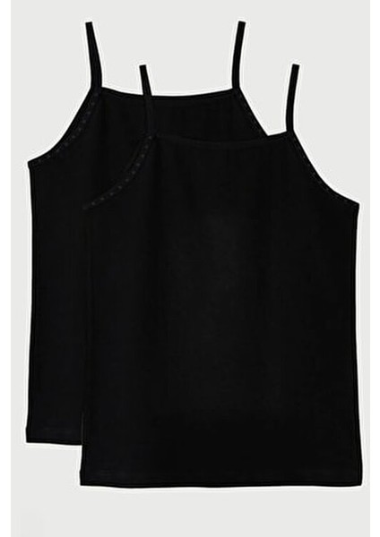 Ali Altun Kız Çocuk Siyah Atlet Hafif Tasarım Dokuma Kumaş 2 Adet Spor Kullanıma Uygun