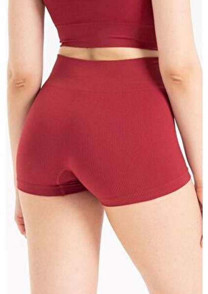 Dikişsiz Yüksek Bel Fitilli Rahat Esnek Spor Kısa Şort 9004 modelleri