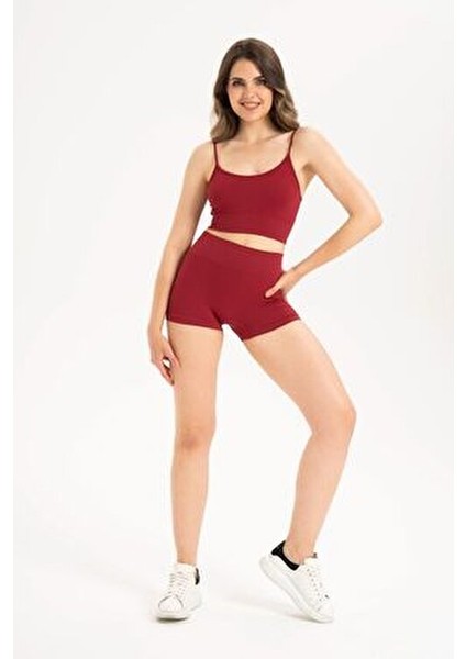 Dikişsiz Yüksek Bel Fitilli Rahat Esnek Spor Kısa Şort 9004 fırsatları