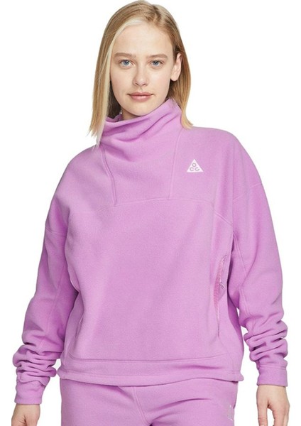 Acg 'wolf Tree' Loose Fit Women's Ls Top Kadın Bol Kesim Polar Sweatshirt Mor