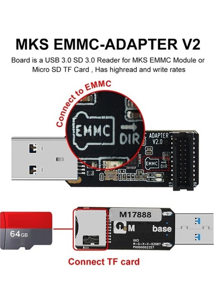 Mks Emmc-Adapter V2 USB 3.0 Kart Okuyucu Mks Emmc Modülü Mikro-Sd Tf Kart Mks Pi Mks Skıpr (Yurt Dışından)