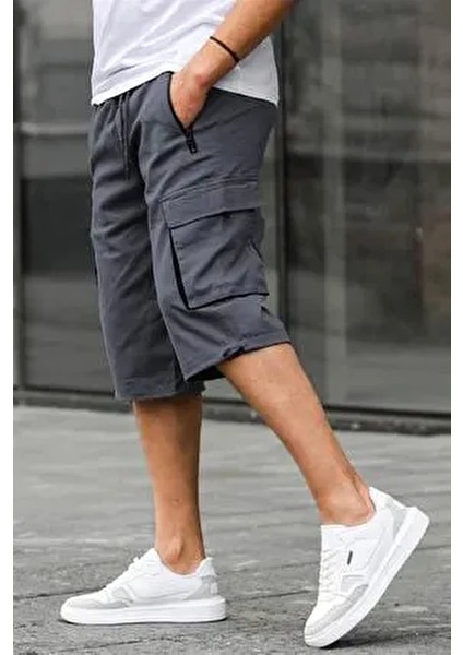 Füme Kargo Cep Erkek Gabardin Kapri Şort 6332