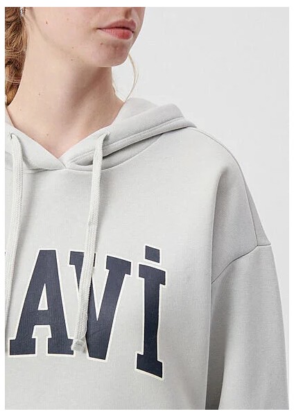 Mavi Logo Baskılı Kapüşonlu Gri Sweatshirt 1600361-34322
