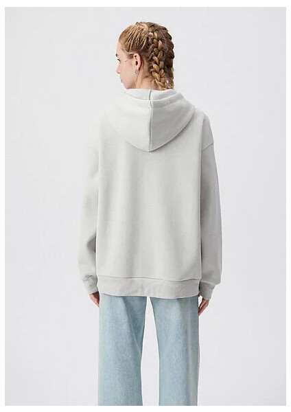 Mavi Logo Baskılı Kapüşonlu Gri Sweatshirt 1600361-34322