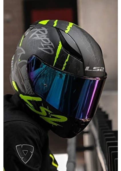 Rapıd 2 Raven Mat Siyah-Gri-Neon Sarı Kask Polikarbon Dış Kabuk 1300 Gr Ağırlık