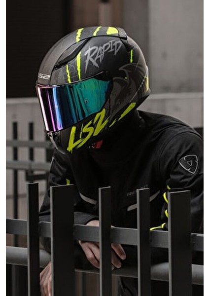 Rapıd 2 Raven Mat Siyah-Gri-Neon Sarı Kask Polikarbon Dış Kabuk 1300 Gr Ağırlık