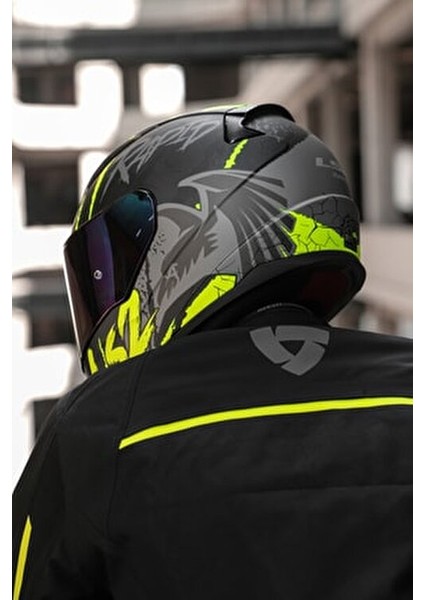 Rapıd 2 Raven Mat Siyah-Gri-Neon Sarı Kask Polikarbon Dış Kabuk 1300 Gr Ağırlık