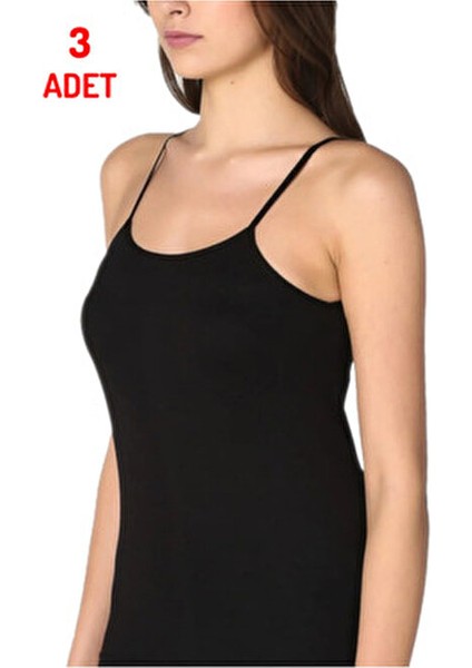 Siyah Kadın Ip Askılı Atlet 3 Lü Paket Pamuk Üretim fırsatları