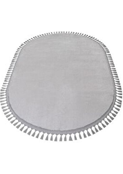 Vl Comfort Oval Ponpon Saçaklı Peluş Halı Gri modelleri