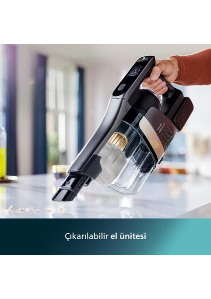 Aqua Trio 9000 Serisi Islak&kuru Dikey Süpürge, Tek Süpürge 3 Işlem, Kendini Temizleme Fonksiyonu, Otomatik Temizlik, + Aplik Lambader (Onerous)