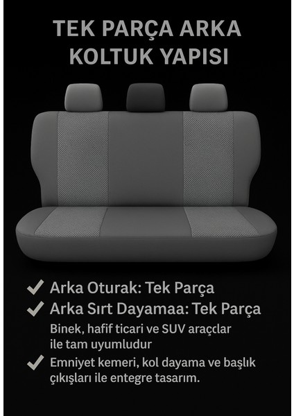 Oto Koltuk Kılıfı - Trobus Vira Grindelegance Gri - Pamuklu Deri Detaylı - Yan Airbag Uyumlu - Üniversal Uyumlu - Kolay Montaj - 3 Katmanlı Konfor fırsatları
