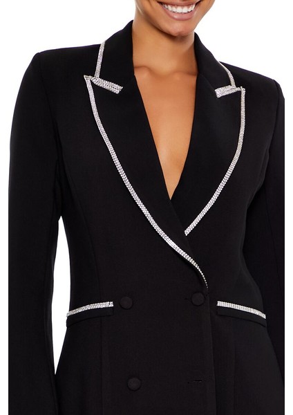 Parlak Taş Detaylı Blazer Elbise modelleri
