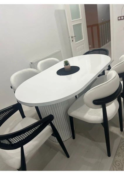 Meta 6'lı Gazel ve Terra Iskandinav Ahşap 6 Kişilik Masa Takımı