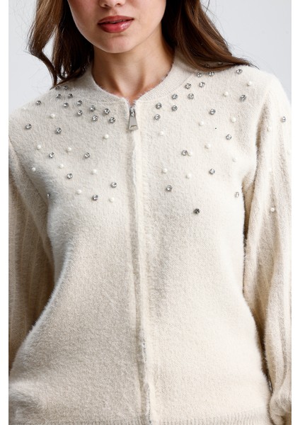 Önü Fermuarlı, Taşlı Incili Ceket ,hırka