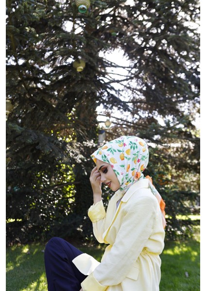Limon Desenli Eşarp Turuncu