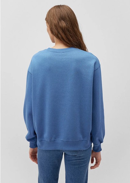Kadın Bisiklet Yaka Mavi Basic Sweatshirt 1610198-70885
