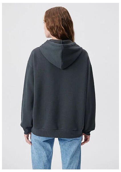 Mavi Logo Baskılı Kapüşonlu Antrasit Sweatshirt 1600361-80106