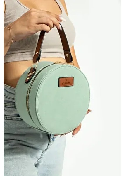 Davul Yuvarlak Kanvas Dokuma Çanta El ve Omuz Çantası