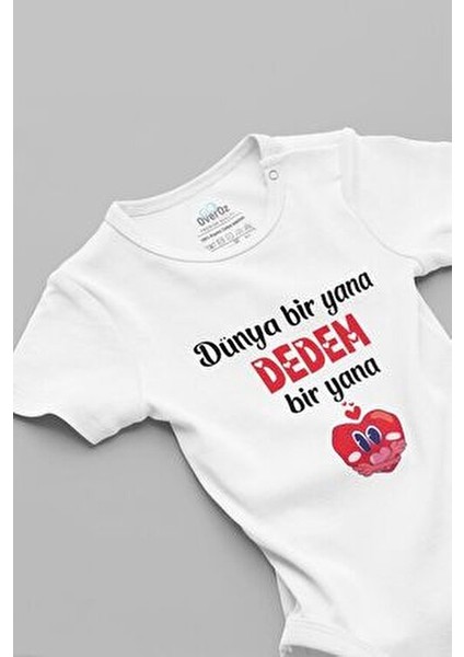 Organik %100 Pamuk Bebek Body Kısa Kol Unisex Dünya Bir Yana Dedem Bir Yana Temalı