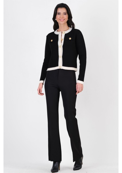 Ardengo Geniş Kemer Ispanyol Paça Pantolon Siyah indirimleri