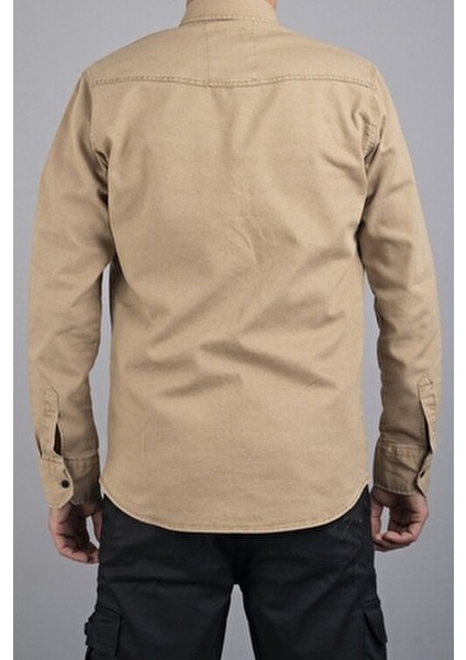 Slim Fit Erkek Kot Gömlek Bej indirimleri