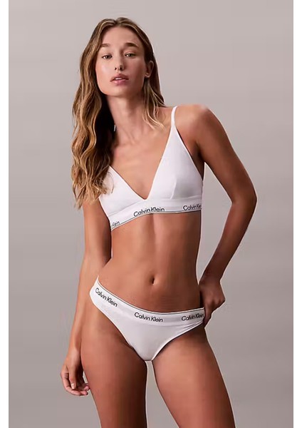 Kadın Logo Bantlı Tanga Külot - Beyaz