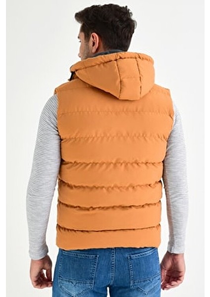 Erkek Safran Kapüşonlu Polar Astarlı Şişme Yelek fırsatları
