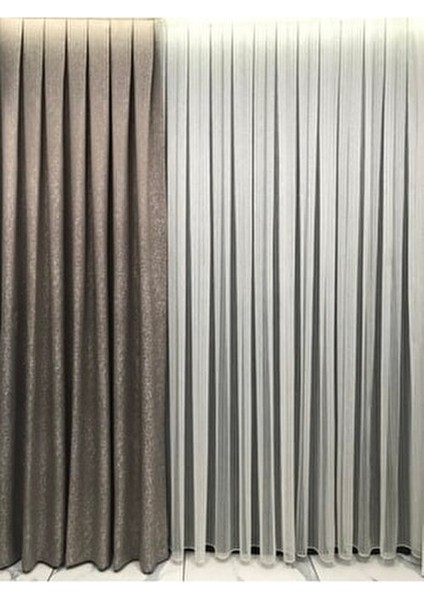 Fon Perde Beyaz Detaylı Vizon Zemin Sık Pile Ütü Istemez Fon fırsatları