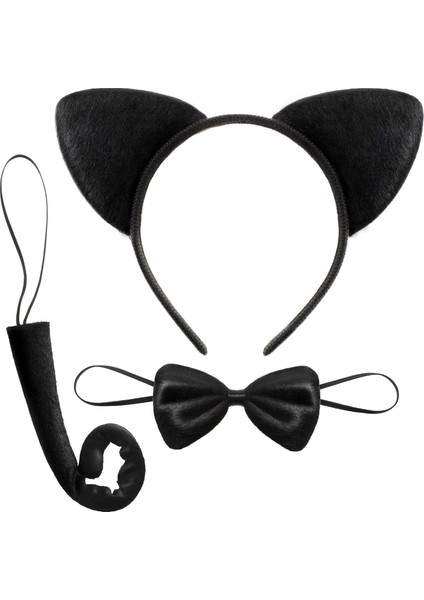 Kedi Kostüm Taç Kuyruk Papyon Seti 1 Adet indirimleri