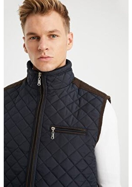 Erkek Lacivert Polar Astarlı Rahat Kalıp Kapitone Yelek indirimleri