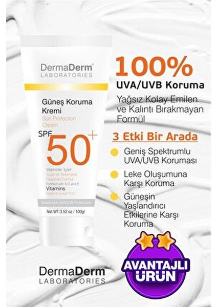 Bitkisel Güneş Kremi Spf 50 Faktör 100 gr