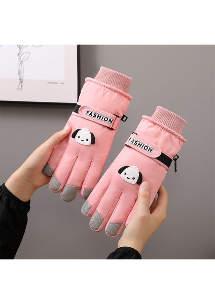 Beyaz Sevimli Pacha Köpek Elnleri Sonbahar ve Kış Sıcak Dokunmatik Ekran Soğuk Geçirmez Su Geçirmez Artı Kadife Kalın Dış Mekan Bisiklet Elnleri (Yurt Dışından)