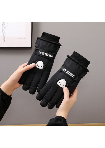 Beyaz Sevimli Pacha Köpek Elnleri Sonbahar ve Kış Sıcak Dokunmatik Ekran Soğuk Geçirmez Su Geçirmez Artı Kadife Kalın Dış Mekan Bisiklet Elnleri (Yurt Dışından)