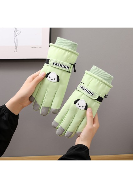 Beyaz Sevimli Pacha Köpek Elnleri Sonbahar ve Kış Sıcak Dokunmatik Ekran Soğuk Geçirmez Su Geçirmez Artı Kadife Kalın Dış Mekan Bisiklet Elnleri (Yurt Dışından)